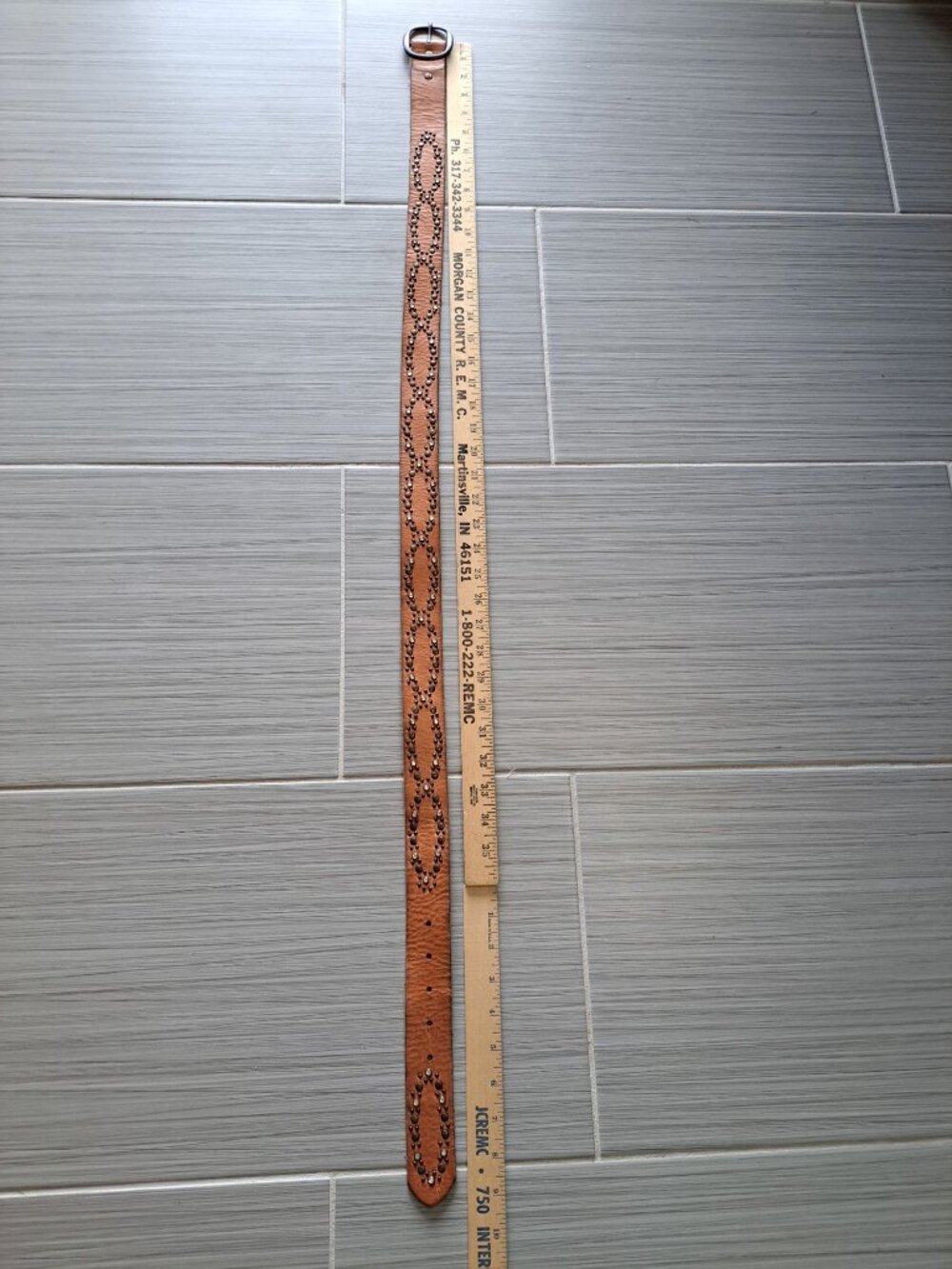 Vintage American Eagle Outfitters XL Brown Leather Belt Studded & Rhinestone - Picture 8 of 11